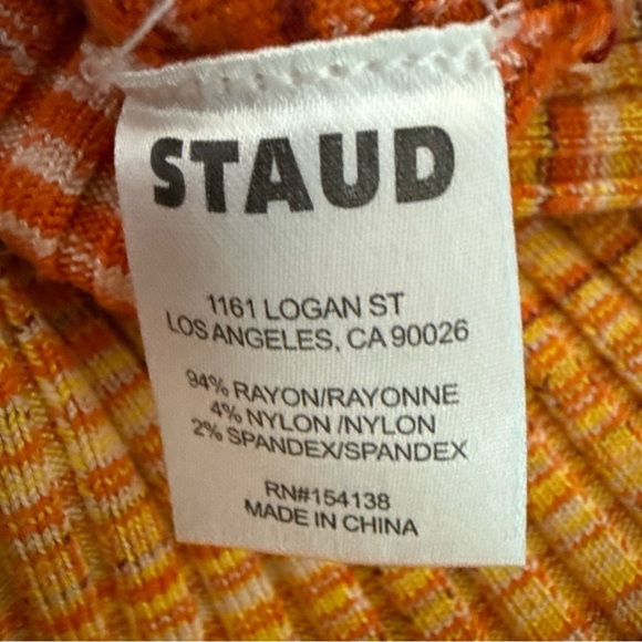 STAUD Edesia Rib Knit Bodycon Midi Dress Halter Size Small Open Back Stretch - Picture 8 of 13